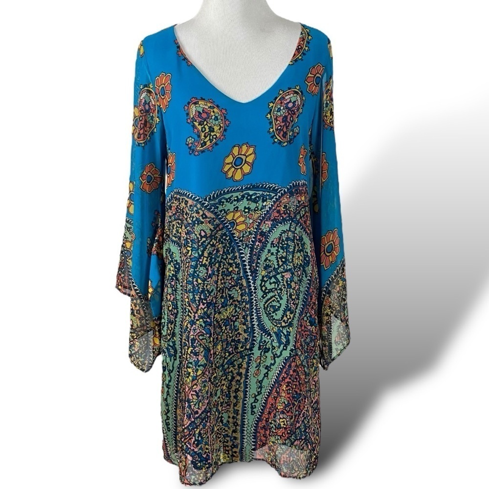 Vintage 90s Anthropologie Uncle Frank Floral 60s 70s Style Kimono Shift Dress XS